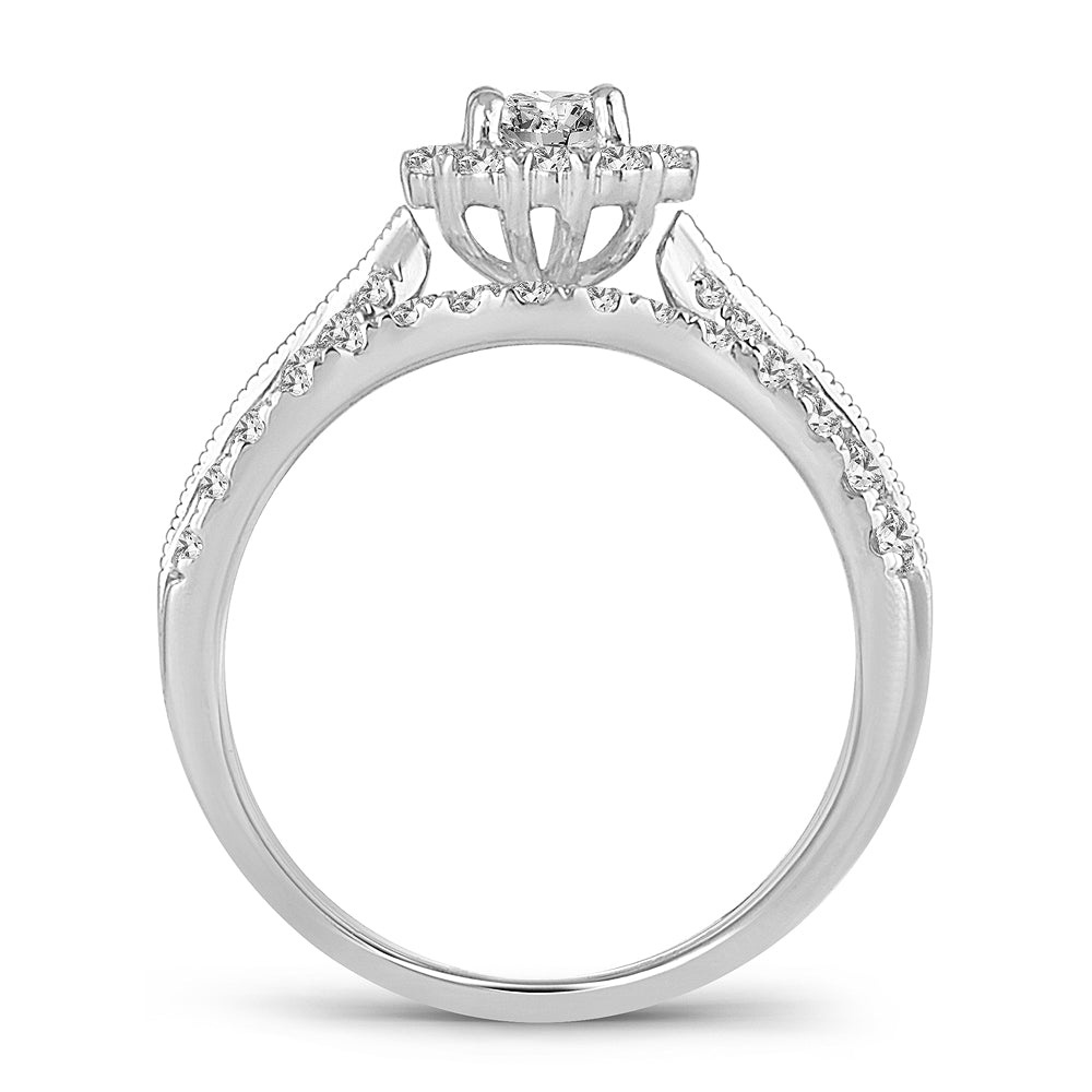 Sparkling 1CT Lab Diamond Engagement Ring in White Gold