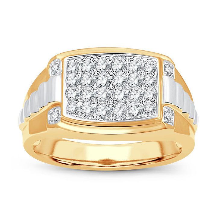 14K Yellow Gold Mens Lab Diamond Statement Ring