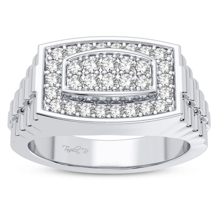 14K White Gold 0.50CT Lab Diamond Mens Modern Band Ring