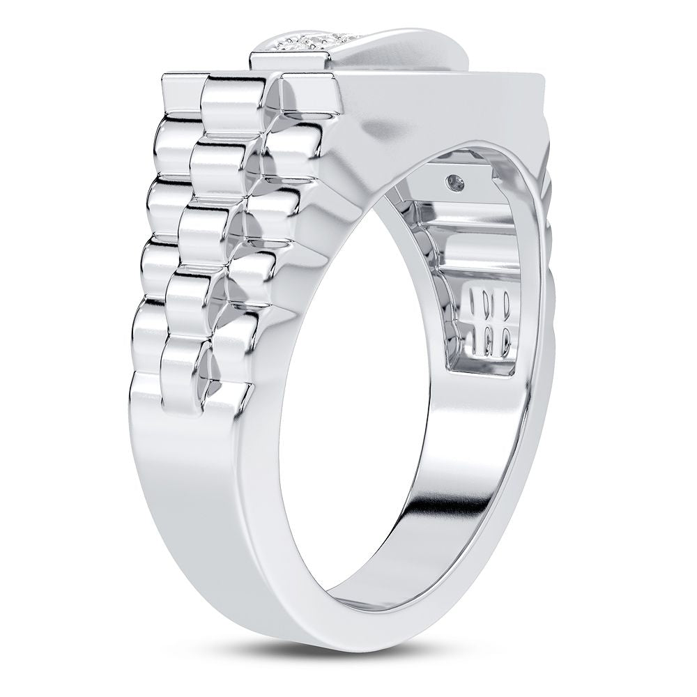 14K White Gold 0.50CT Lab Diamond Mens Modern Band Ring