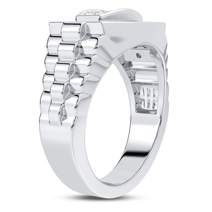 14K White Gold 0.50CT Lab Diamond Mens Modern Band Ring