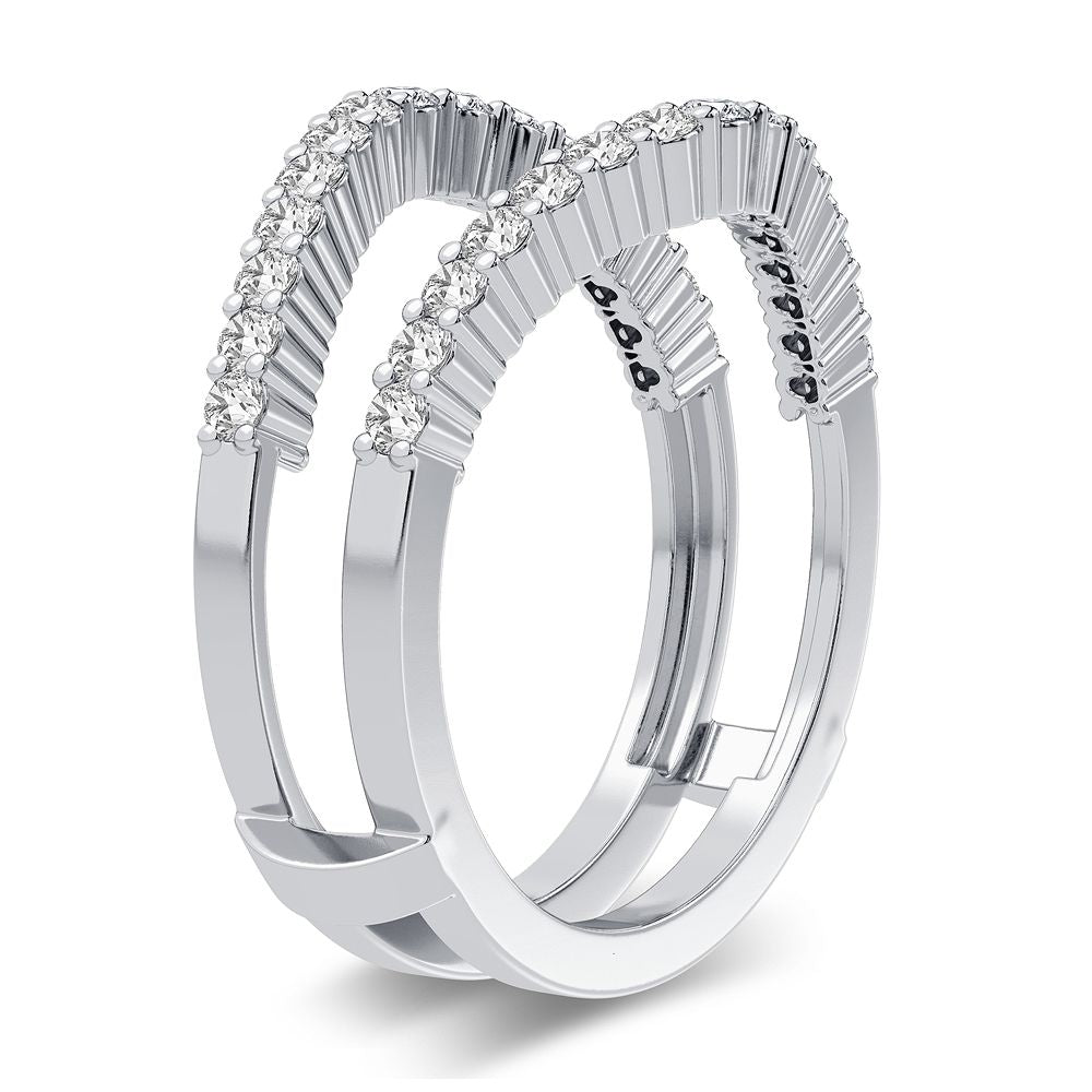 Elegant 14K White Gold 0.50CT Lab Diamond Ring Guard