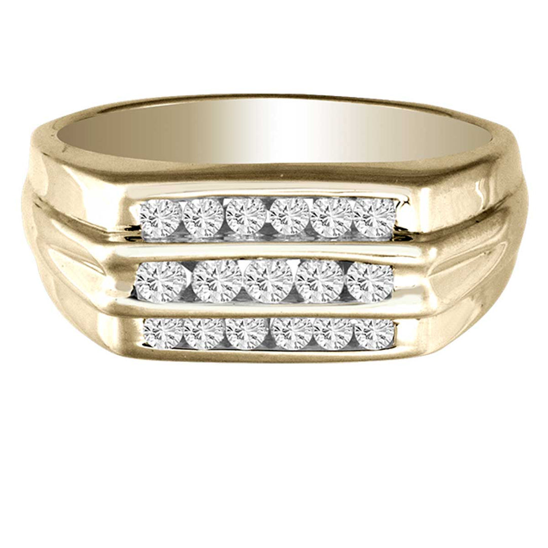 14K Yellow Gold Lab-Grown Diamond Mens Statement Ring