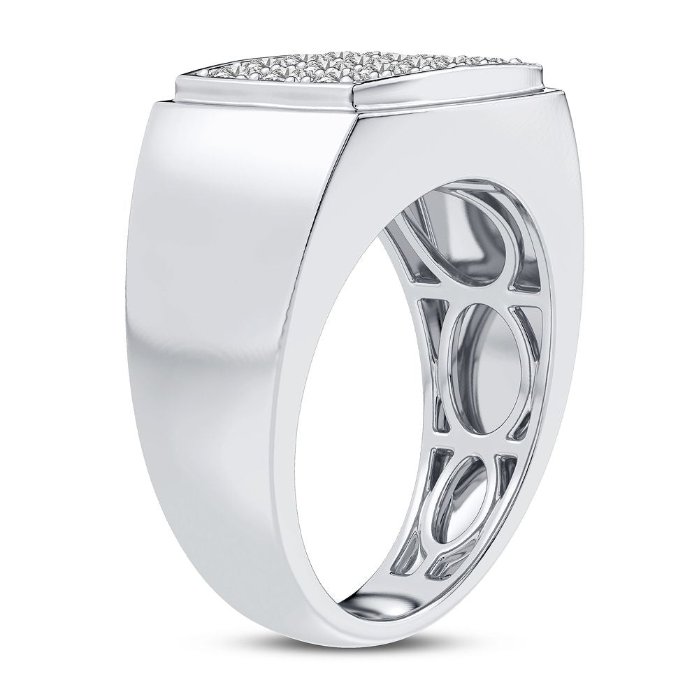 Bold 14K White Gold 1CT Lab Diamond Mens Luxury Band