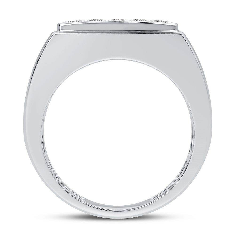 Bold 14K White Gold 1CT Lab Diamond Mens Luxury Band