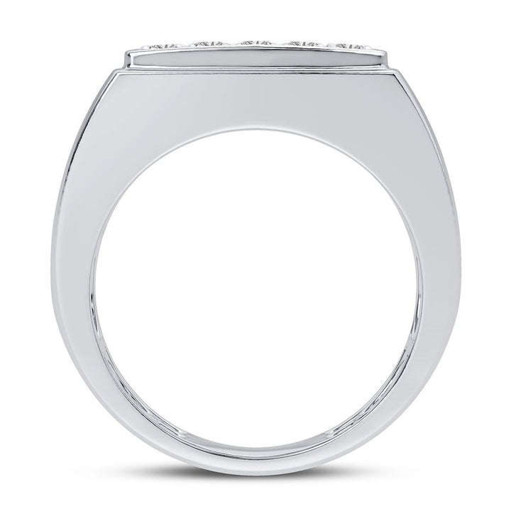 Bold 14K White Gold 1CT Lab Diamond Mens Luxury Band