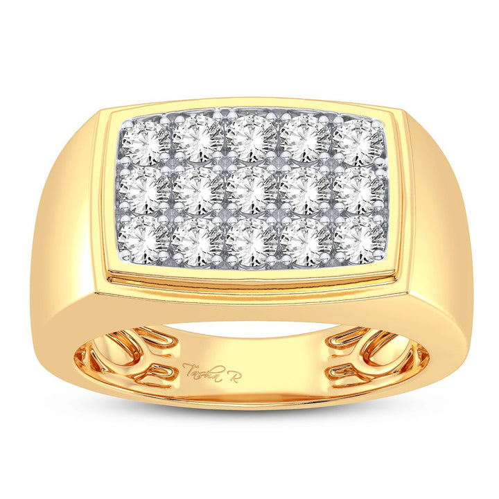 14K Yellow Gold 1CT Lab Diamond Mens Luxury Ring