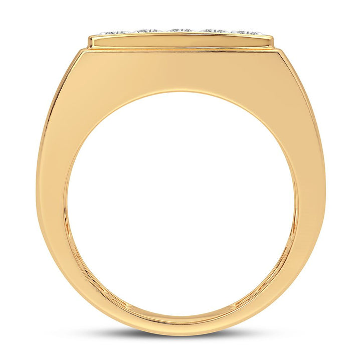 14K Yellow Gold 1CT Lab Diamond Mens Luxury Ring