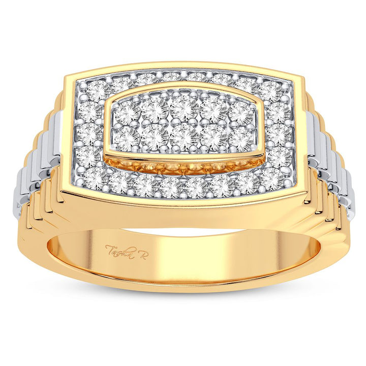Bold 14K Yellow Gold 0.50CT Lab Diamond Mens Band