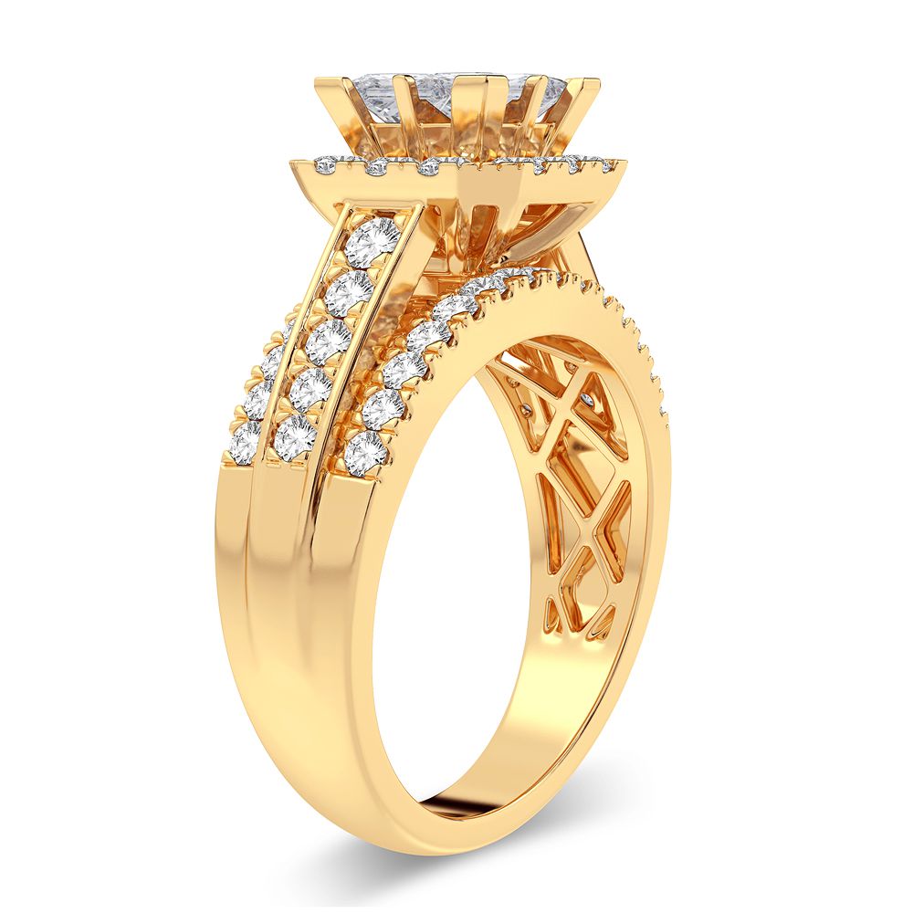 14K Yellow Gold 1.50CT Lab Diamond Bridal Ring Elegance