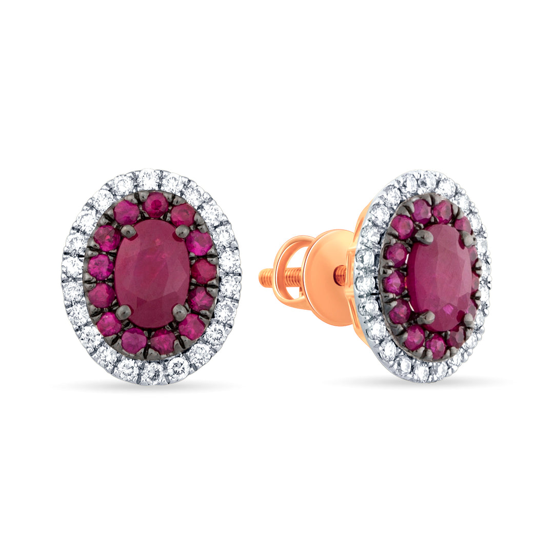 14K 0.35 CT Diamond & RUBY EarringS