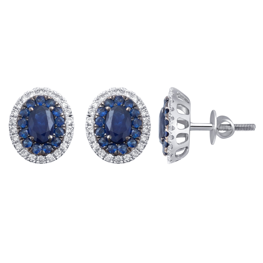 14K 0.35 CT Diamond & SAPPHIRE EarringS