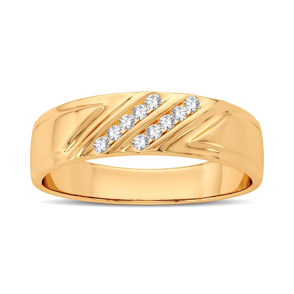 14K Yellow Gold Mens Lab Diamond Wedding Band Ring