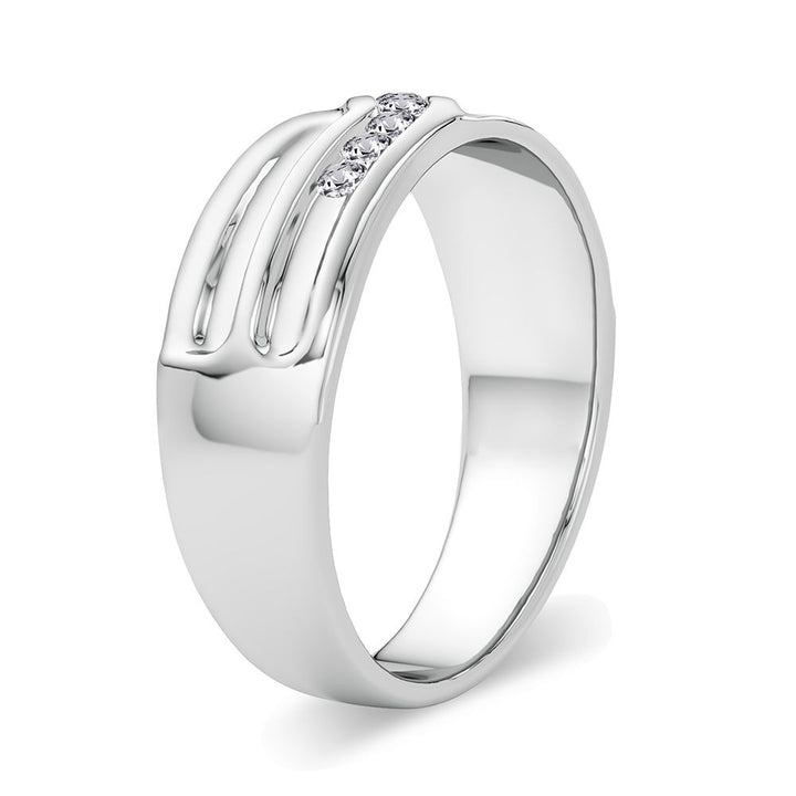 14K White Gold Lab Diamond Mens Wedding Band Ring