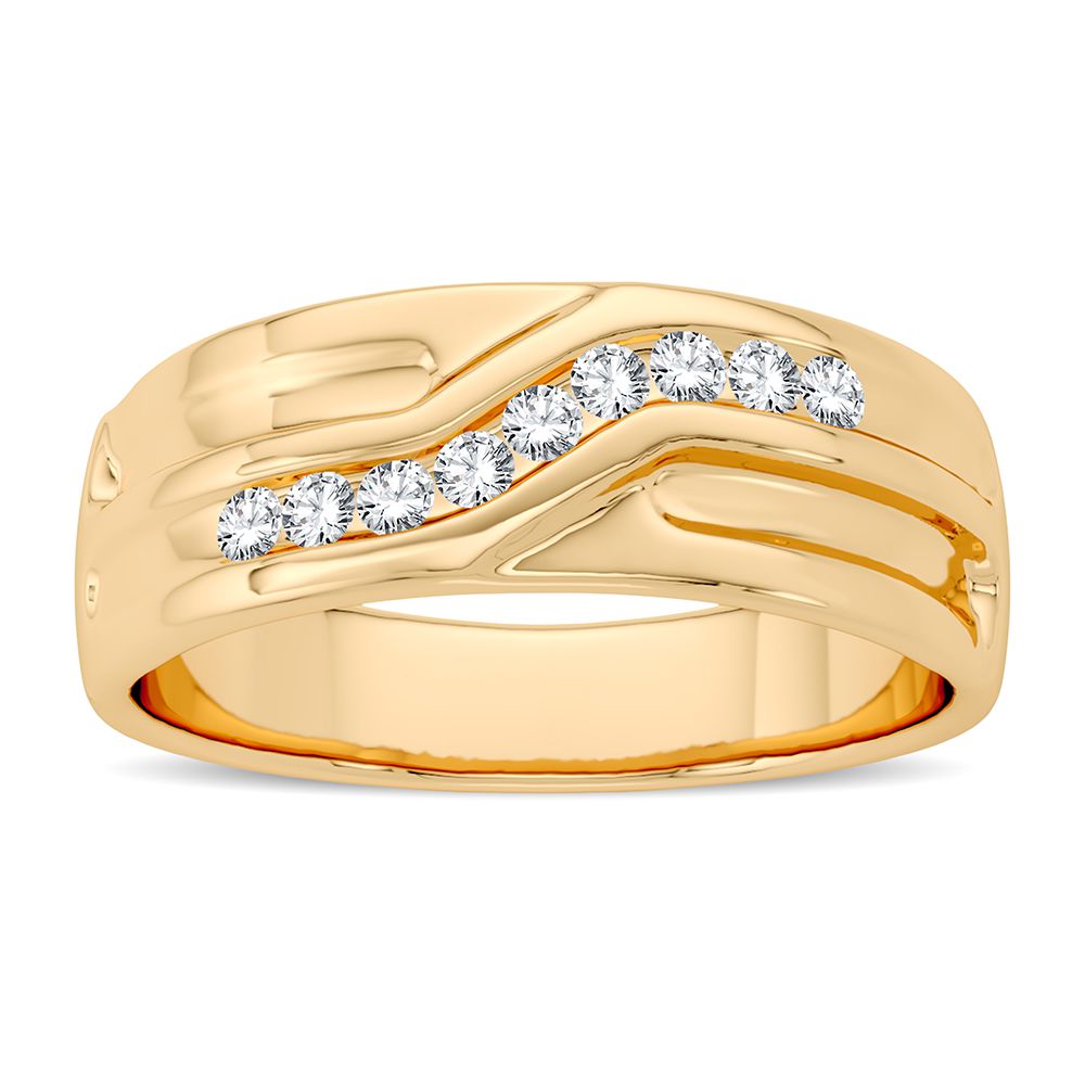 14K Yellow Gold Lab Diamond Mens Wedding Band