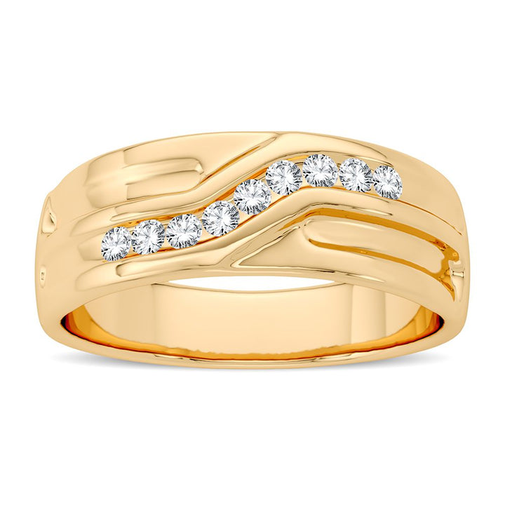 14K Yellow Gold Lab Diamond Mens Wedding Band