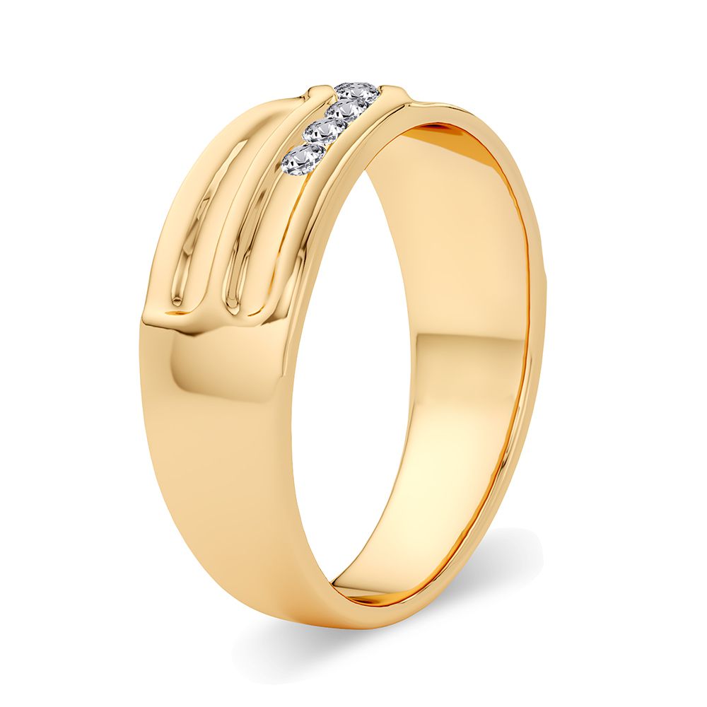 14K Yellow Gold Lab Diamond Mens Wedding Band