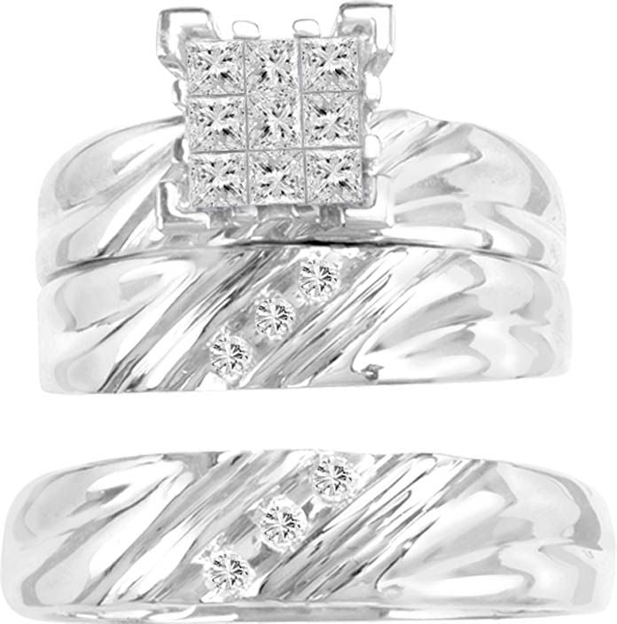 14K 0.64CT Diamond TRIO SET