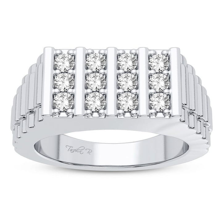 10K White Gold Lab Diamond Mens Statement Ring with 0.50CT