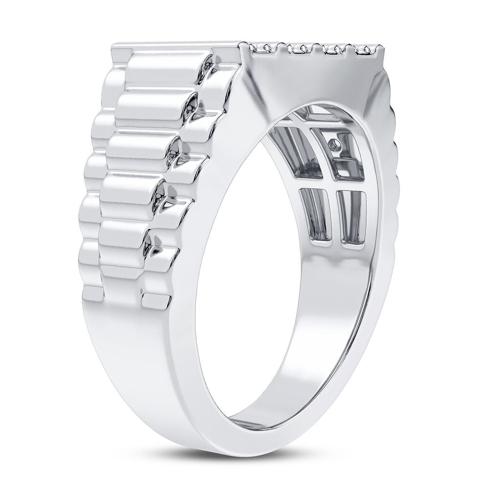 10K White Gold Lab Diamond Mens Statement Ring with 0.50CT