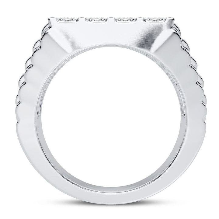 10K White Gold Lab Diamond Mens Statement Ring with 0.50CT