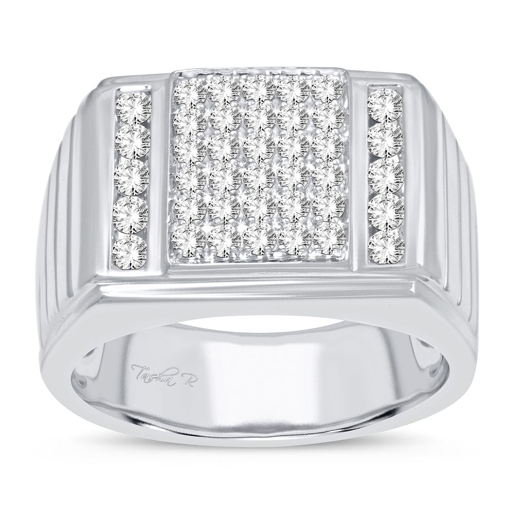 Sophisticated 14K White Gold 1CT Lab Diamond Mens Band