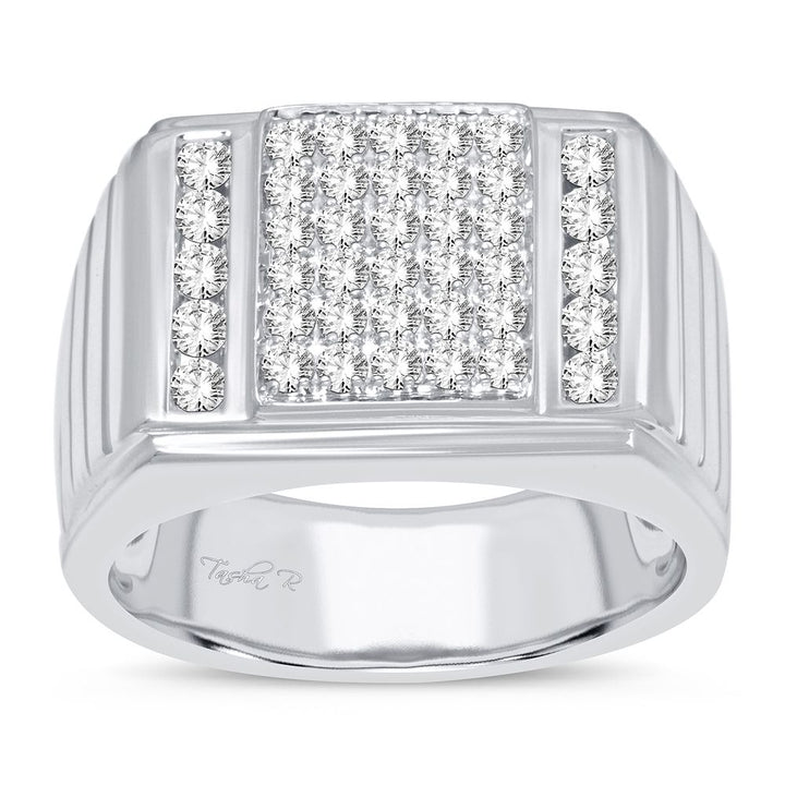 Sophisticated 14K White Gold 1CT Lab Diamond Mens Band