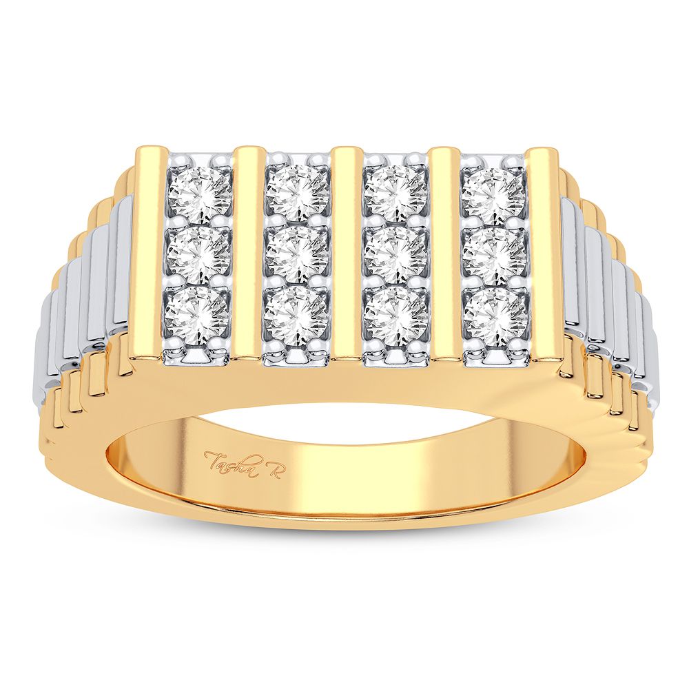 10K Yellow Gold Mens Lab Diamond Statement Ring