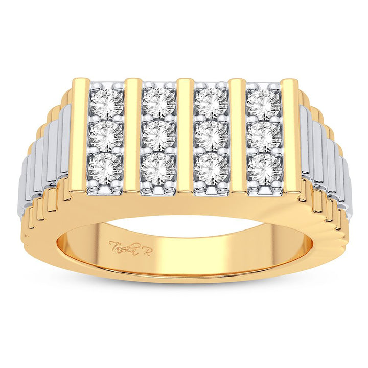 10K Yellow Gold Mens Lab Diamond Statement Ring