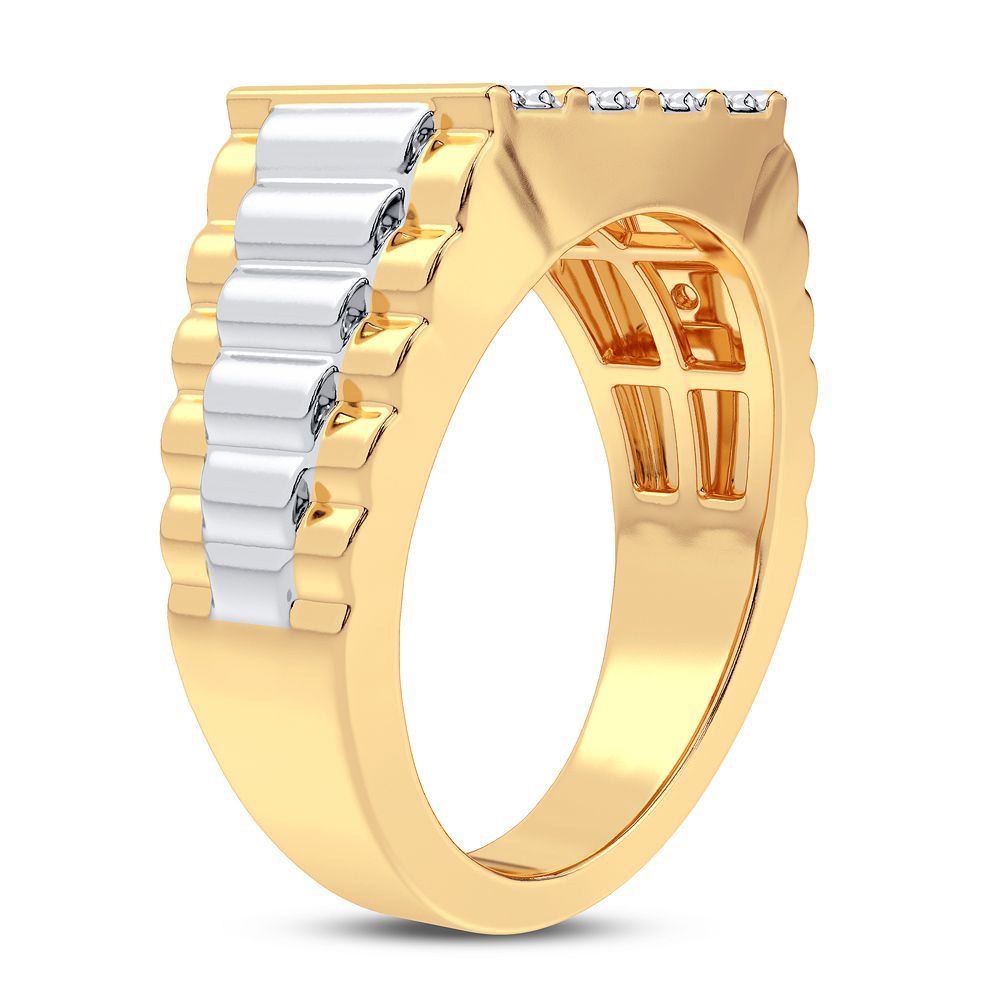 10K Yellow Gold Mens Lab Diamond Statement Ring