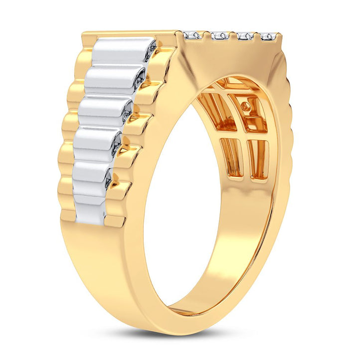 10K Yellow Gold Mens Lab Diamond Statement Ring