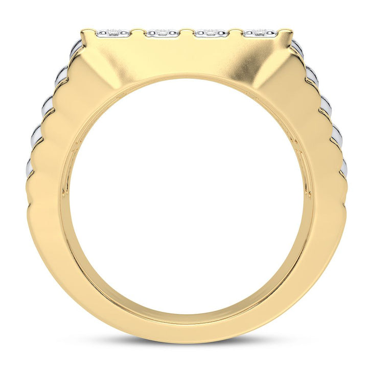 10K Yellow Gold Mens Lab Diamond Statement Ring