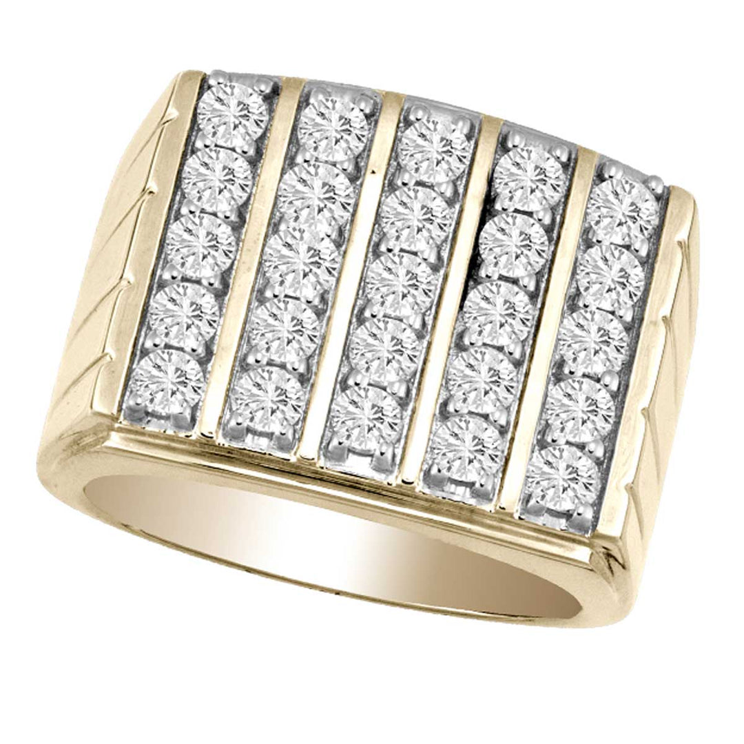 14K Yellow Gold 2CT Lab Diamond Mens Statement Ring