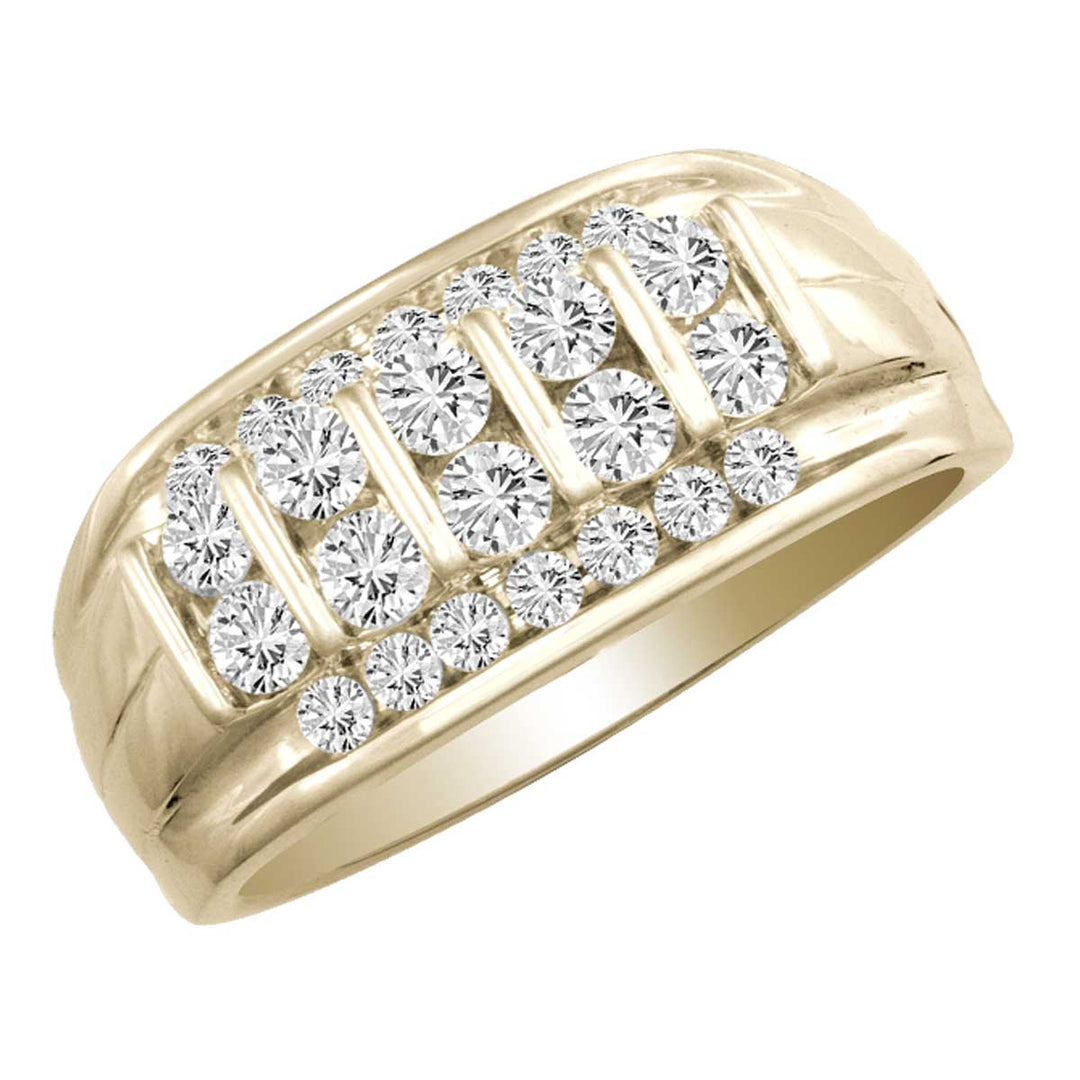 14K White Gold Lab-Created 1CT Diamond Mens Statement Ring