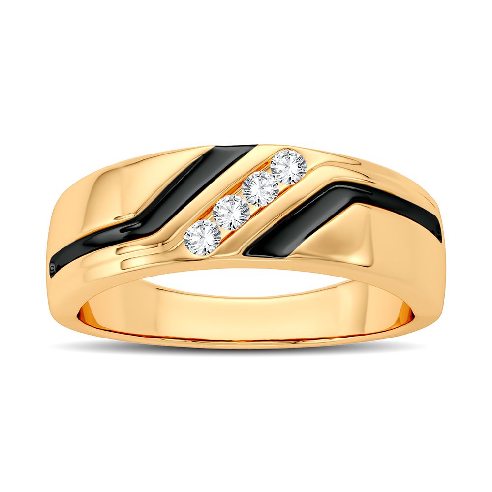 14K Yellow Gold Lab Diamond Mens Wedding Band Ring