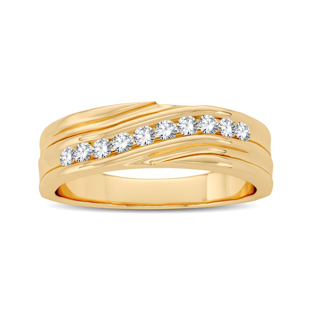14K Yellow Gold Mens Lab Diamond Wedding Band