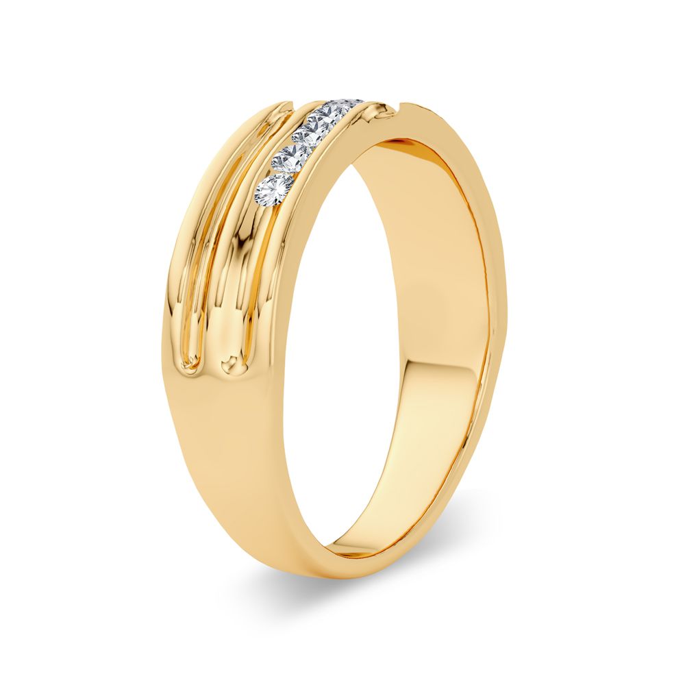 14K Yellow Gold Mens Lab Diamond Wedding Band