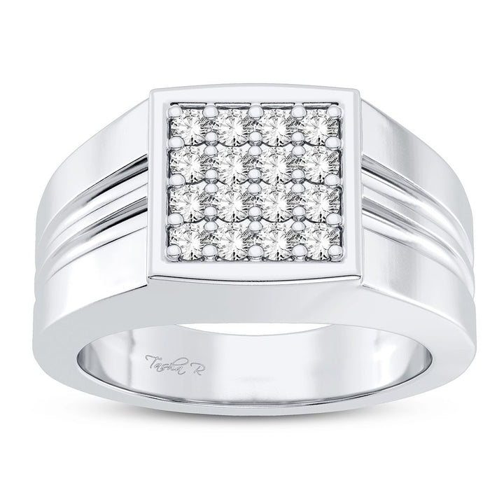 14K White Gold Lab Diamond Mens Statement Ring - 0.50CT