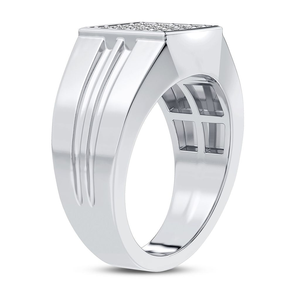 14K White Gold Lab Diamond Mens Statement Ring - 0.50CT