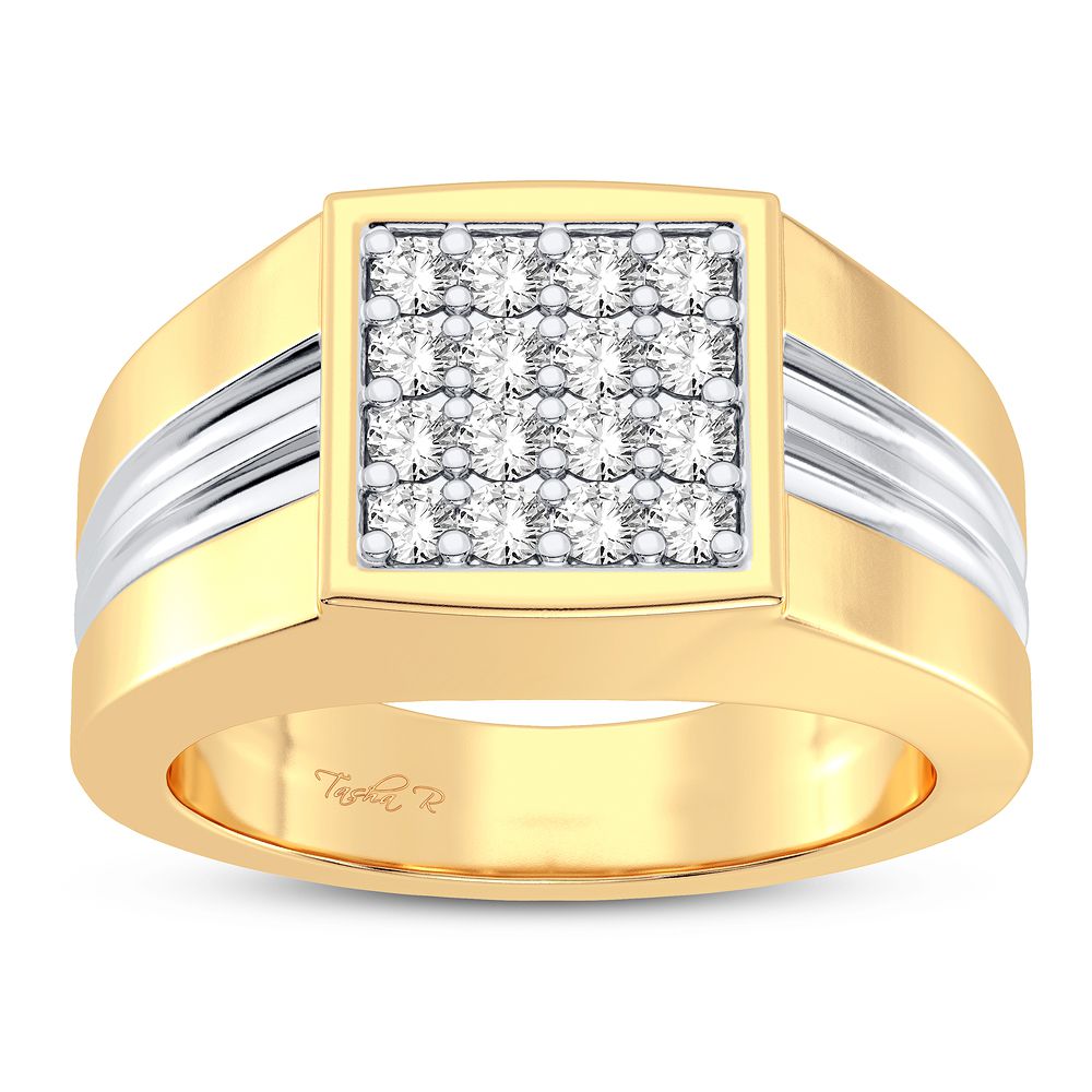 Bold 14K Yellow Gold Lab-Created Diamond Mens Band