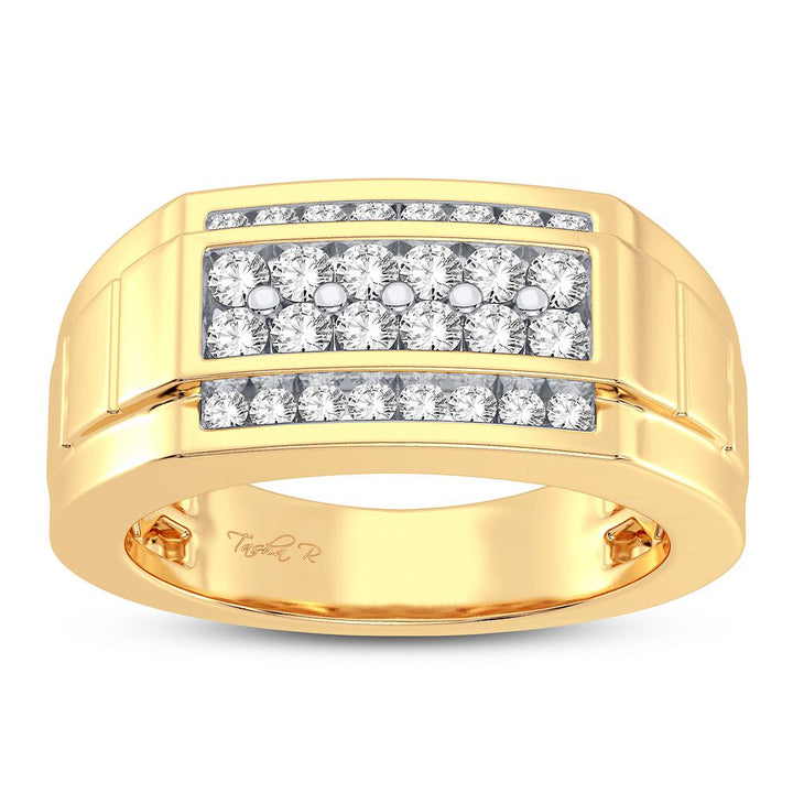 14K Yellow Gold Mens Lab Diamond Statement Ring