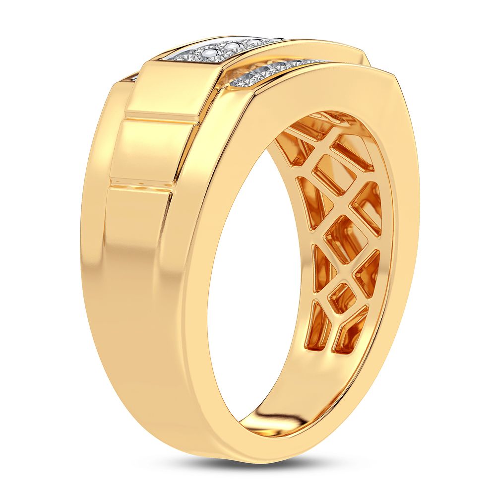 14K Yellow Gold Mens Lab Diamond Statement Ring