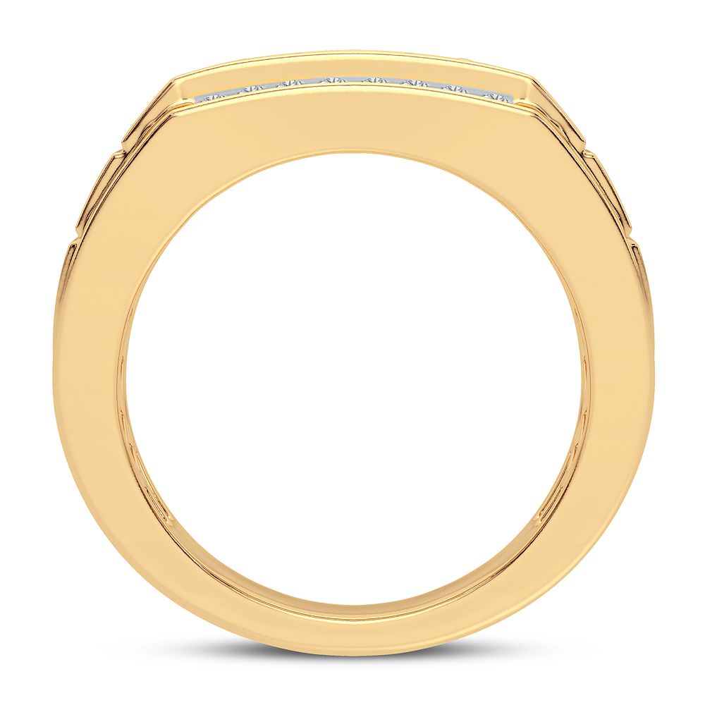 14K Yellow Gold Mens Lab Diamond Statement Ring
