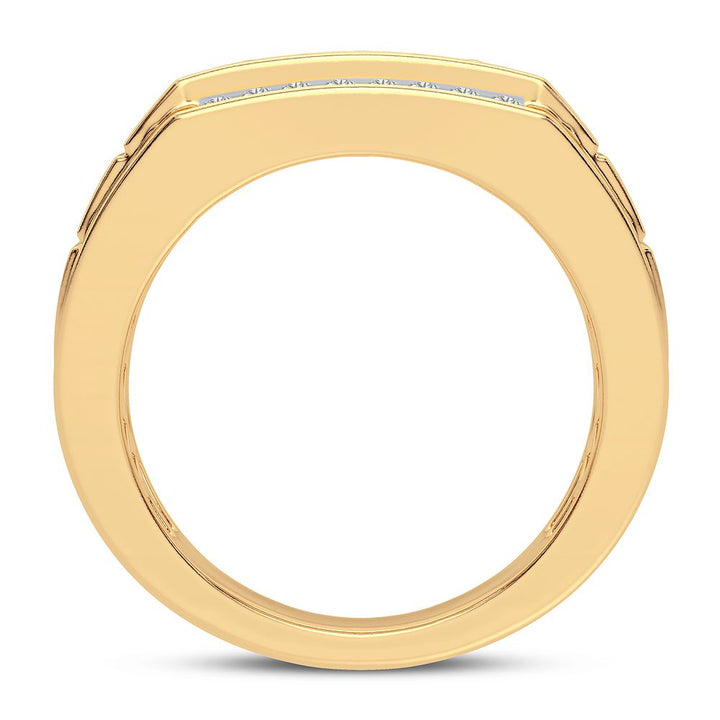 14K Yellow Gold Mens Lab Diamond Statement Ring