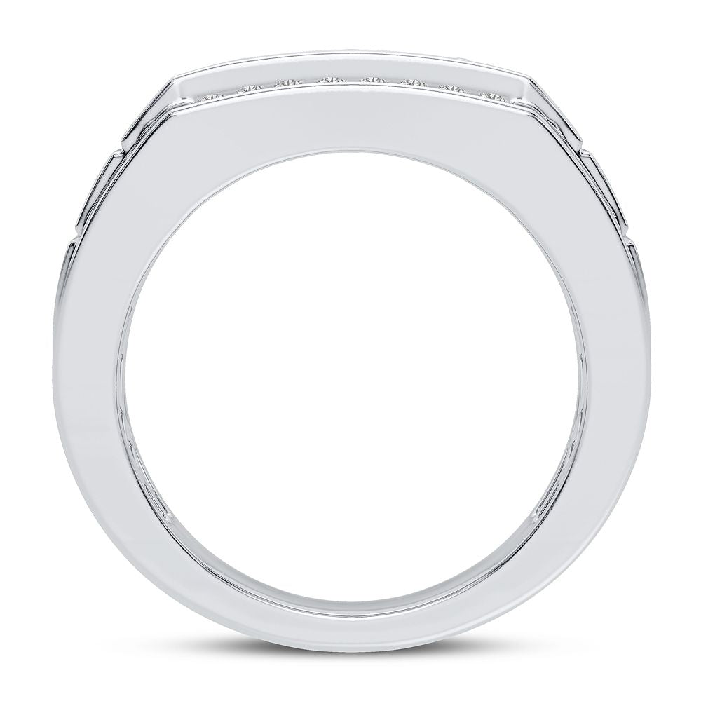 Sophisticated 14K White Gold Lab Diamond Mens Statement Ring