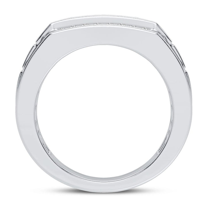 Sophisticated 14K White Gold Lab Diamond Mens Statement Ring