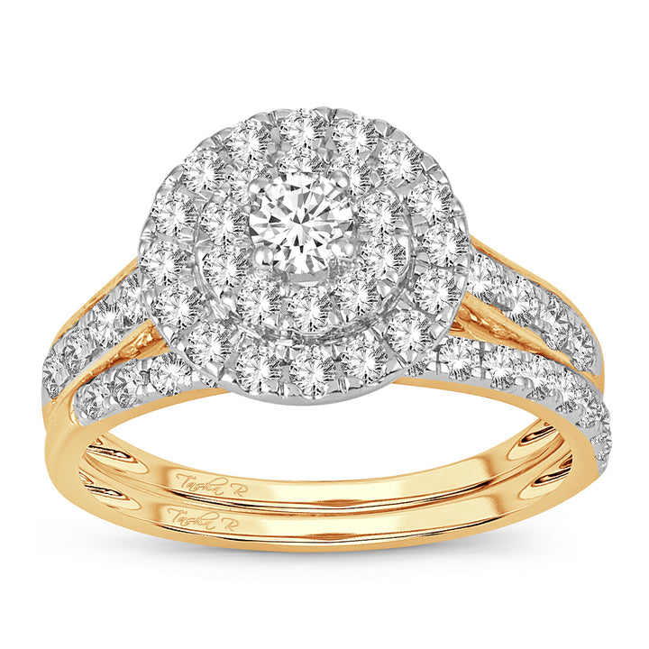 14K Yellow Gold 1CT Lab Diamond Bridal Ring for Women