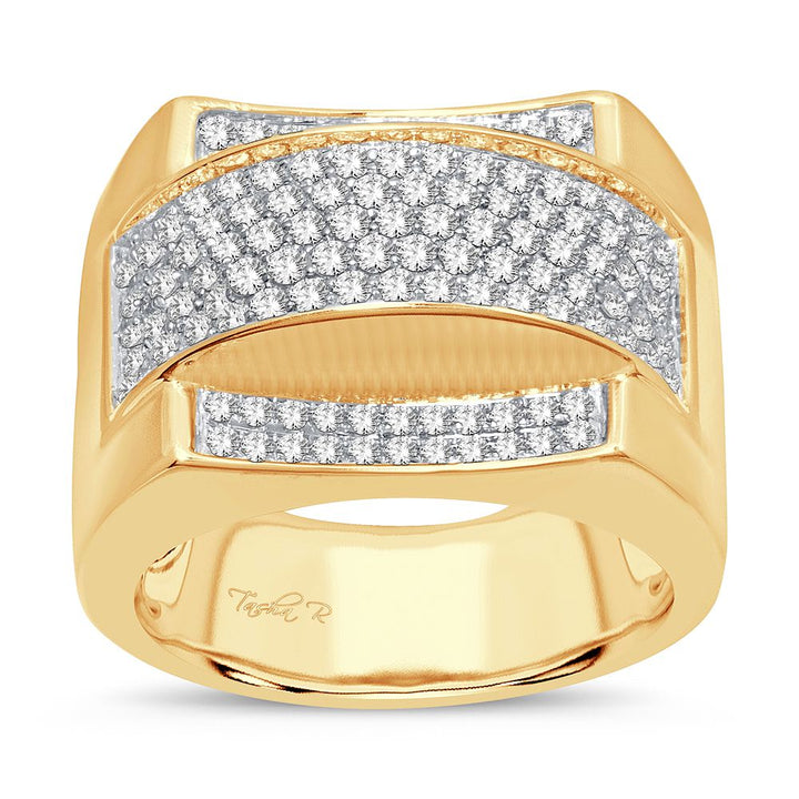 Bold 14K Yellow Gold 1.50CT Lab Diamond Mens Band