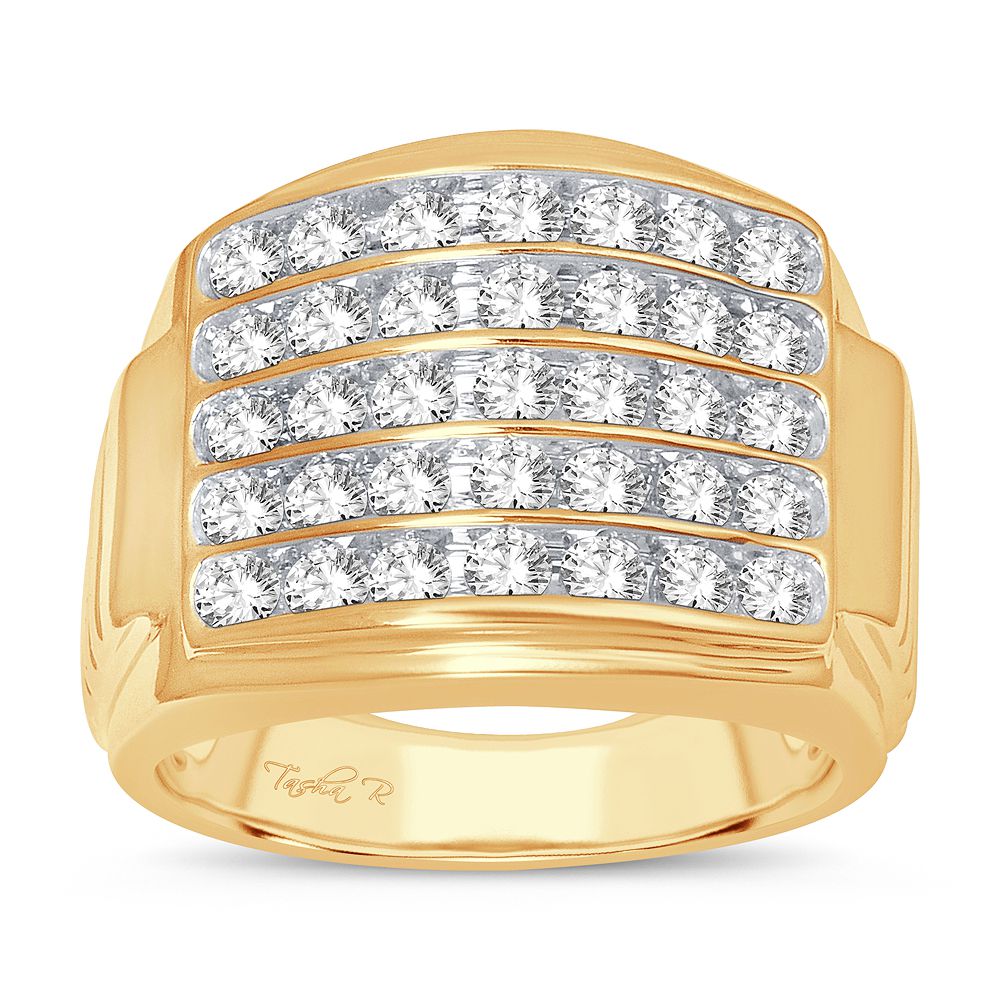 14K Yellow Gold Mens Lab Diamond Statement Ring