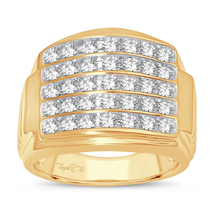 14K Yellow Gold Mens Lab Diamond Statement Ring